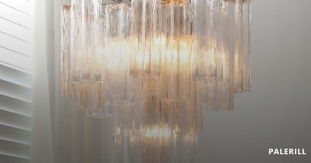 Tiered amber glass chandelier made to order