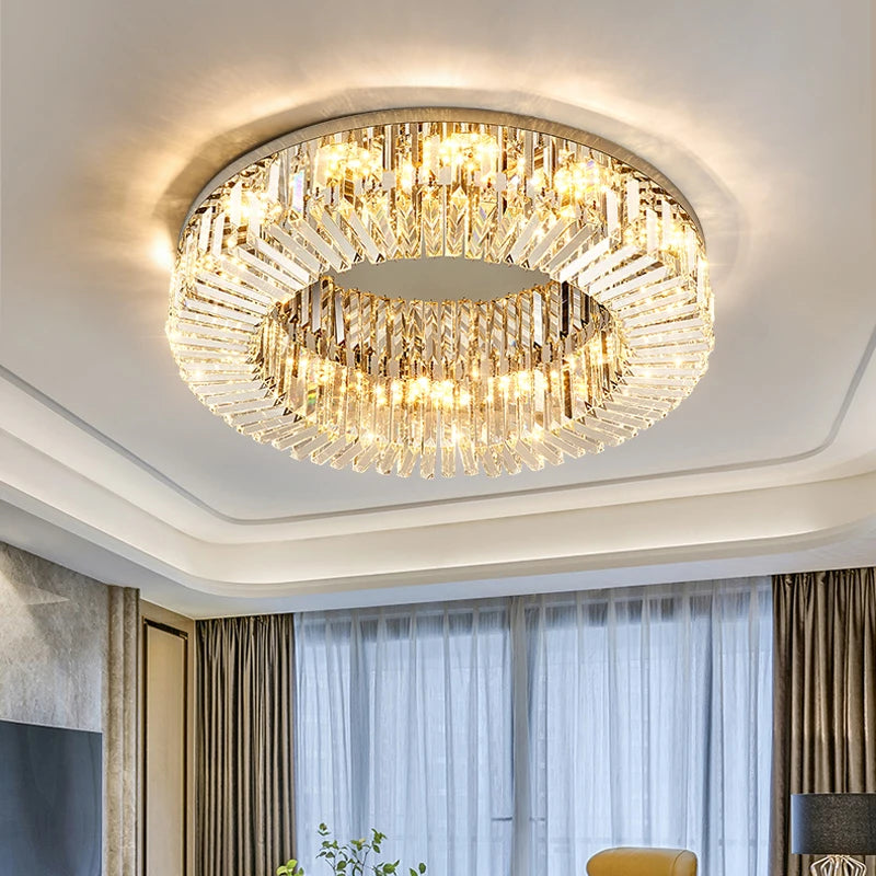 AM0109 · Modern Minimalist Crystal Flush Mount Round Ceiling Light for Bedrooms — AM0109, view 2
