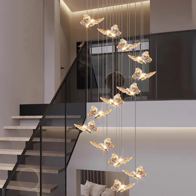 AM0040 · Modern Minimalist Stairwell Extended-Drop Crystal Chandelier — AM0040, view 2