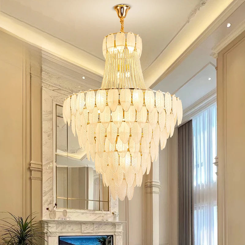 AM0047 · Modern Minimalist Feather Inspired Crystal Chandelier for Double-Height Spaces — AM0047, view 2