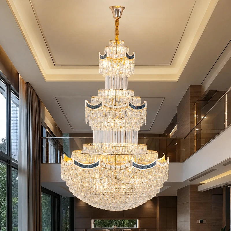 AM0002 · Postmodern Stairwell Crystal Chandelier for Double-Height Spaces · 6 Configurations — AM0002, view 2