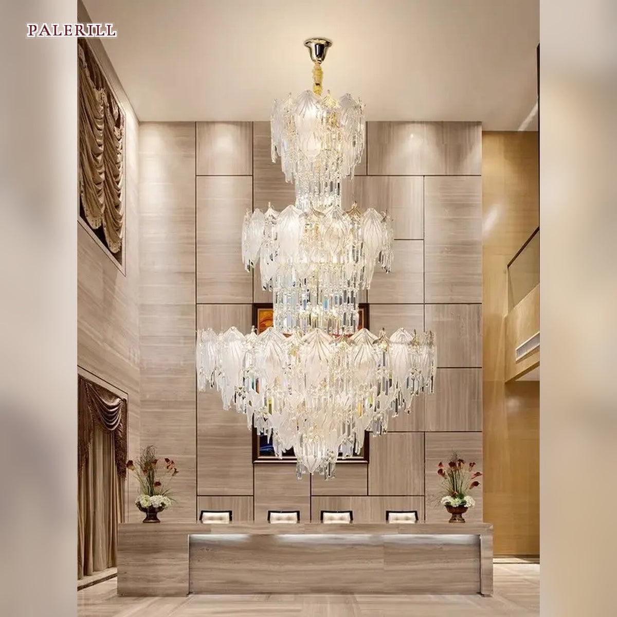 AM0535 — Light Luxury Linear Crystal Chandelier for Living Rooms