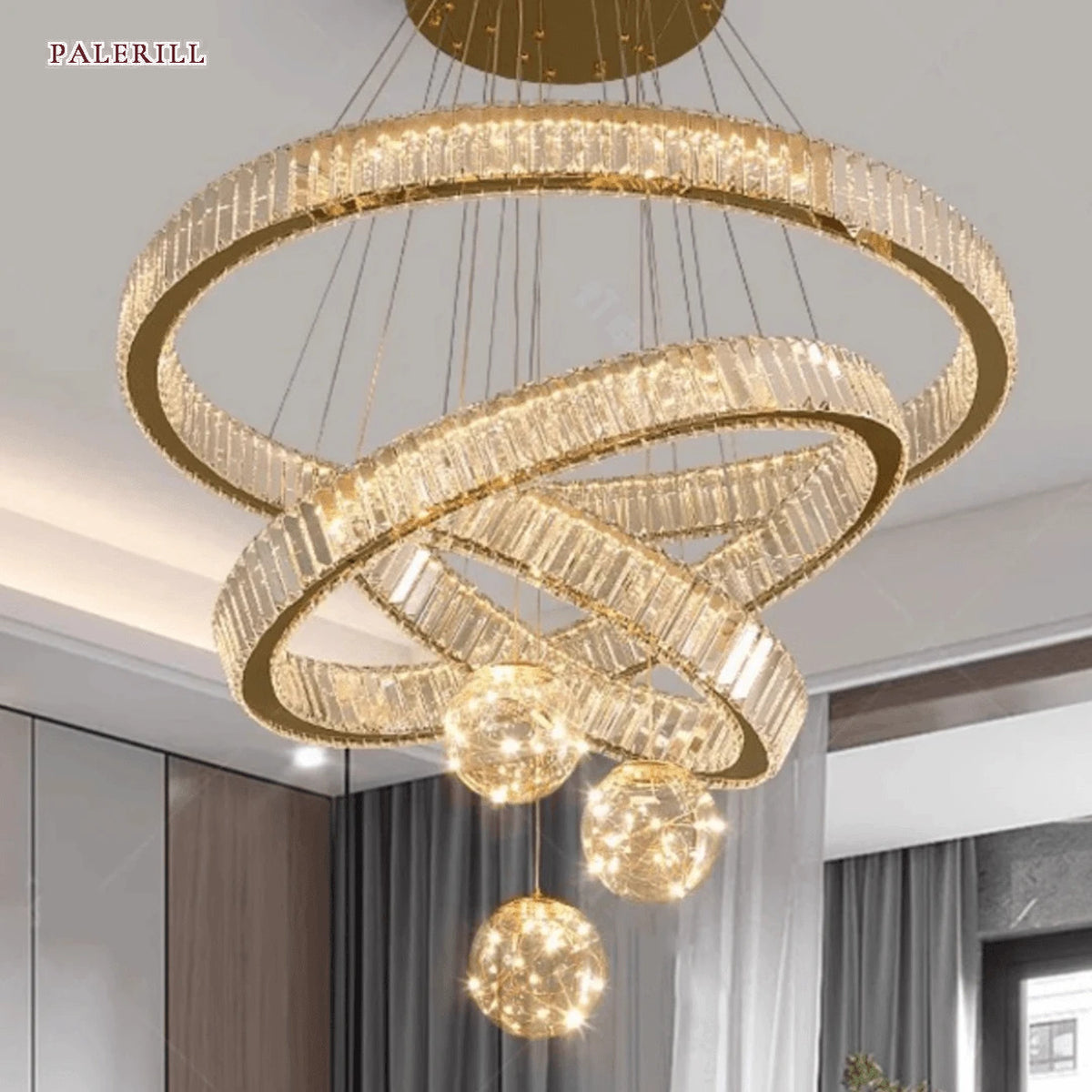 AM0569 — Spiral Staircase Crystal Chandelier for Living Rooms