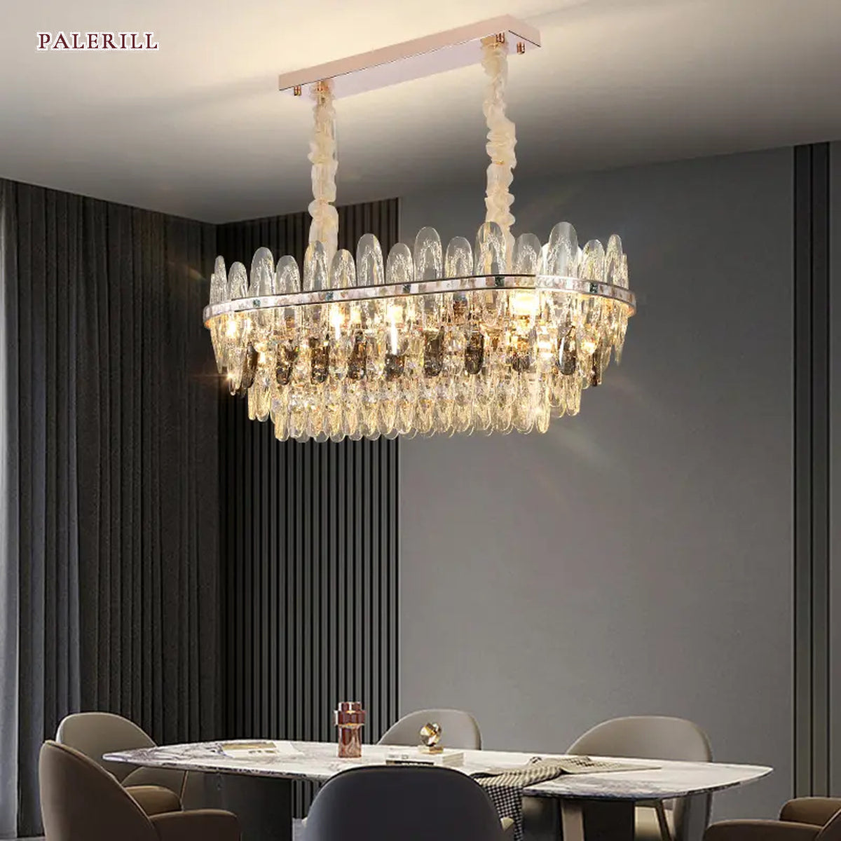 AM0628 — Light Luxury Shell K9 Crystal Chandelier for Living Rooms