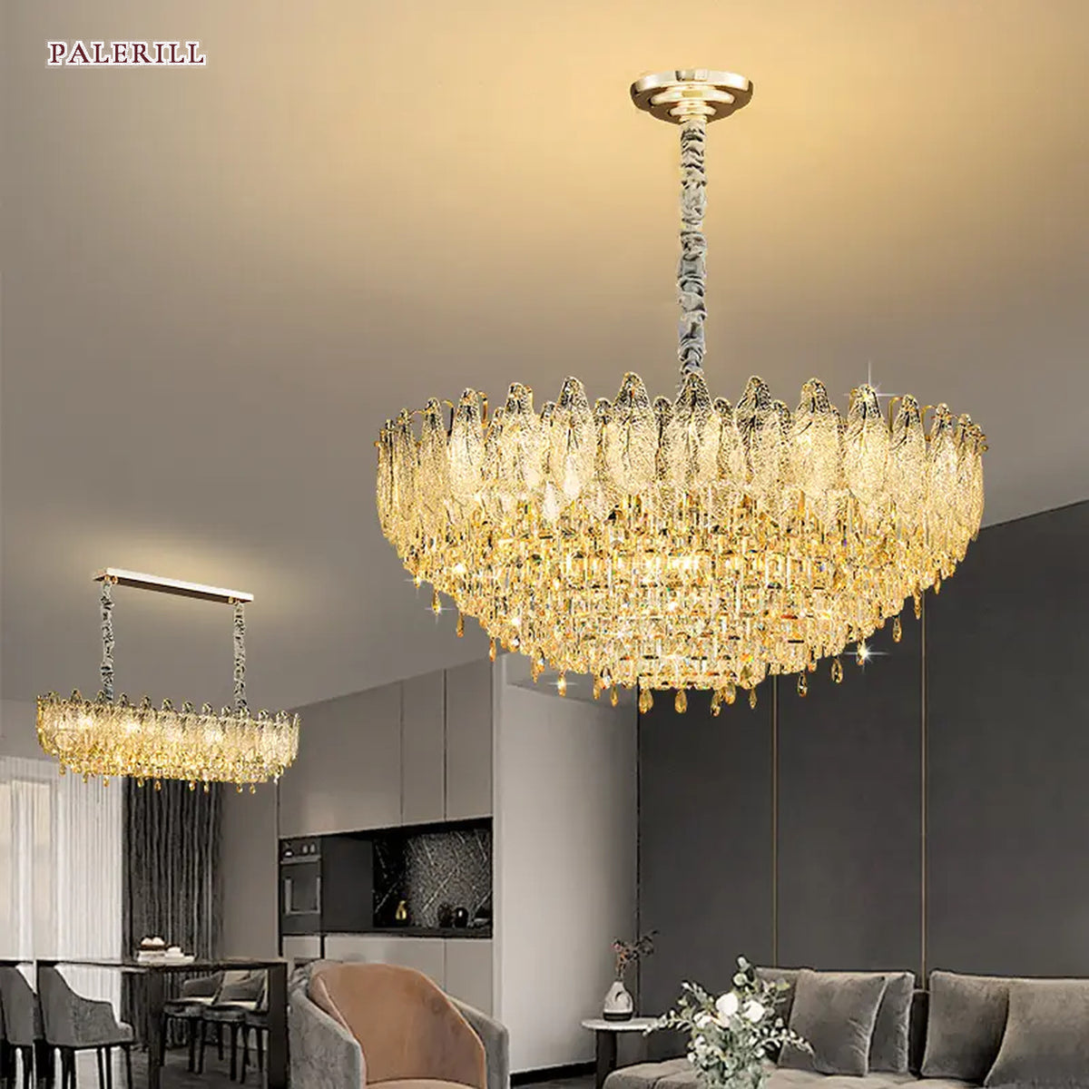 AM0517 — Postmodern Ice Crystal K9 Crystal Chandelier for Living & Dining Rooms