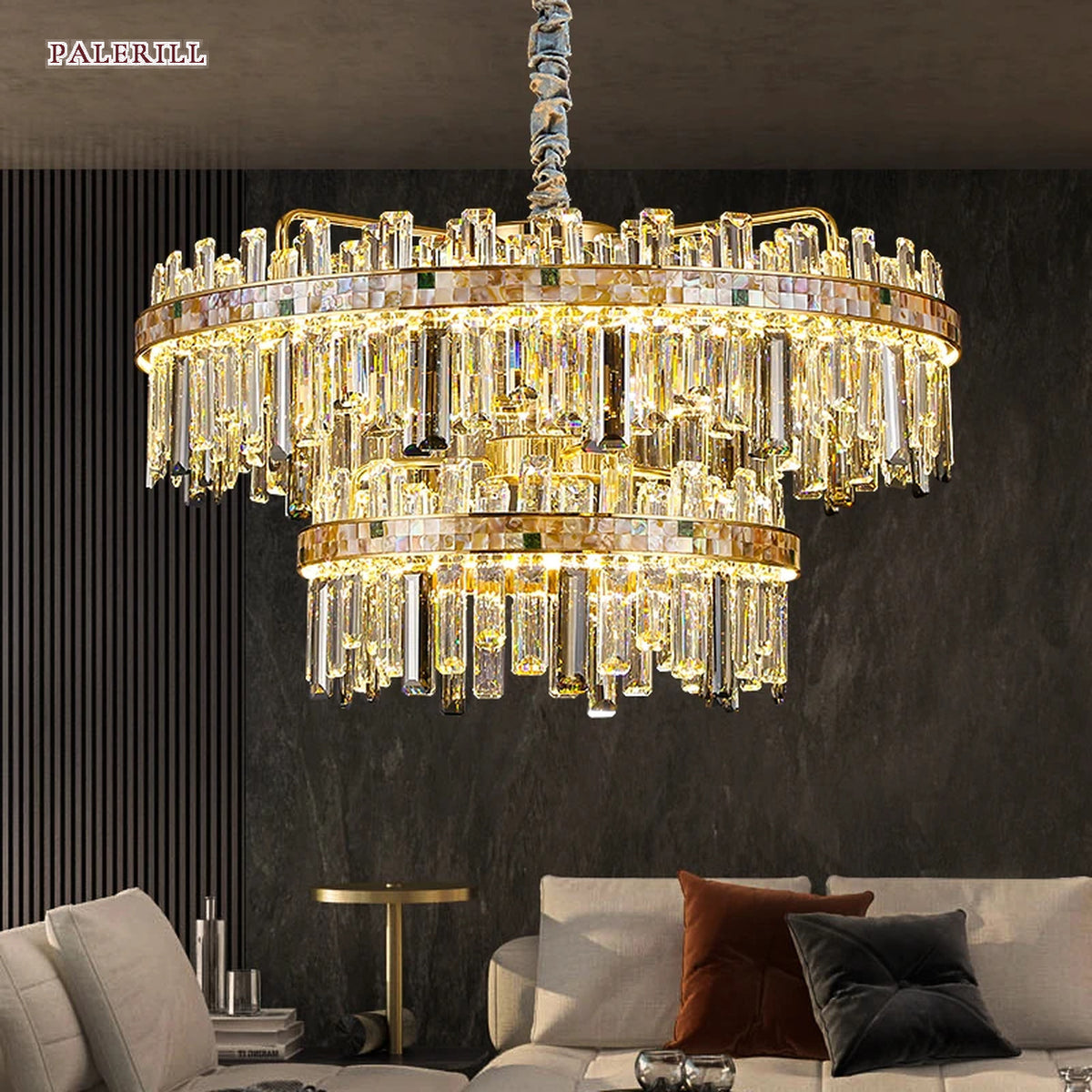 AM0567 — Light Luxury Shell Imported K9 Crystal Chandelier for Living Rooms