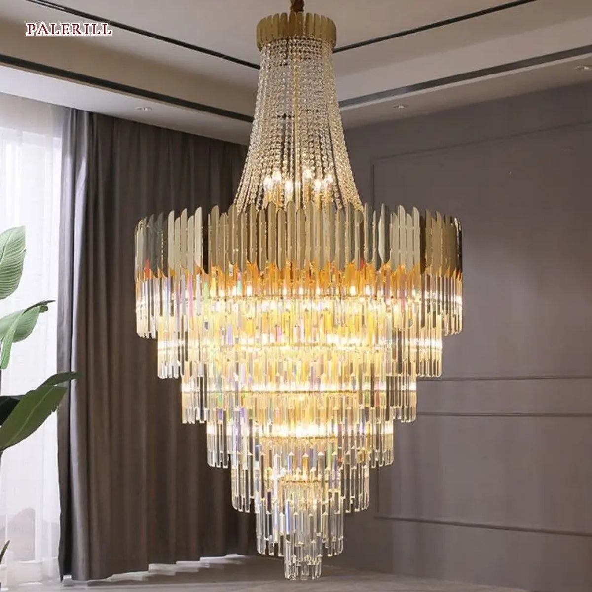 AM0533 — European Linear Crystal Chandelier for Living Rooms