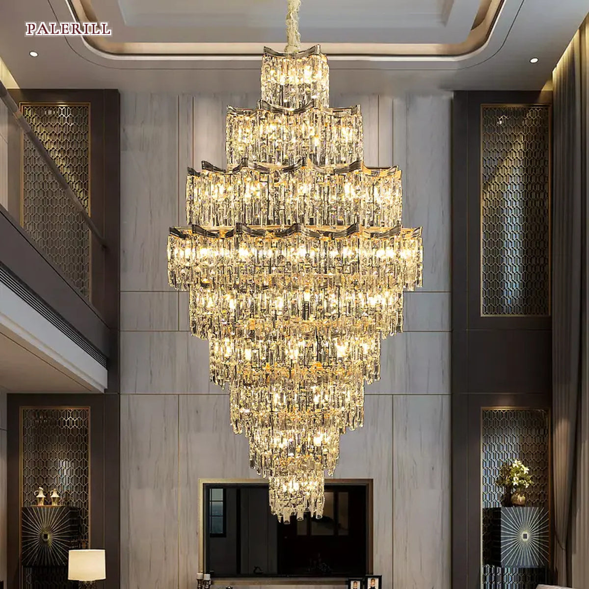 AM0474 — Light Luxury Spiral Staircase Crystal Chandelier for Living Rooms