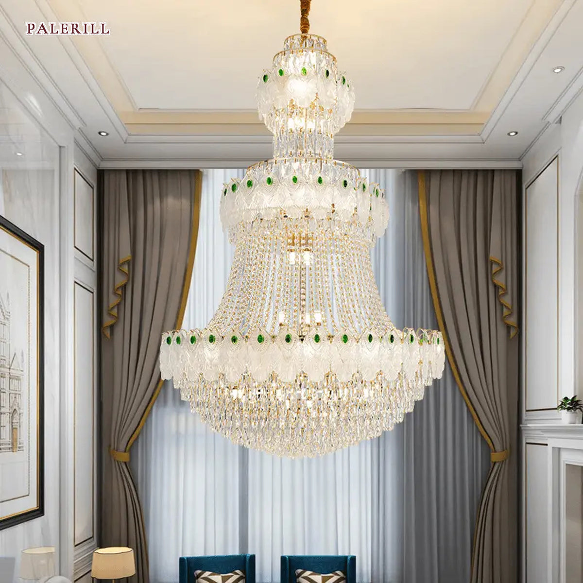 AM0573 — Light Luxury Stairwell Crystal Chandelier for Living Rooms