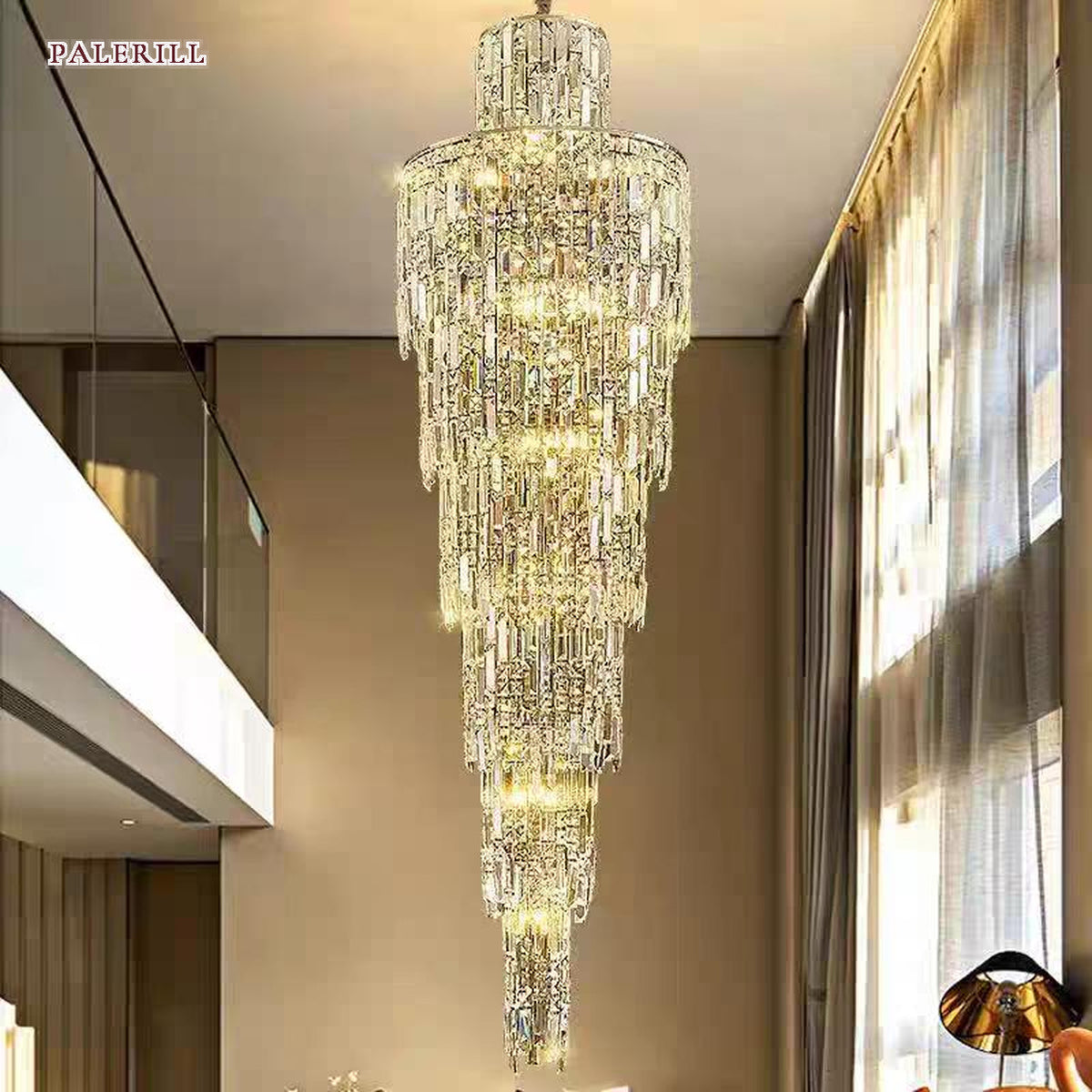 AM0502 — European Spiral Staircase Crystal Chandelier for Living Rooms