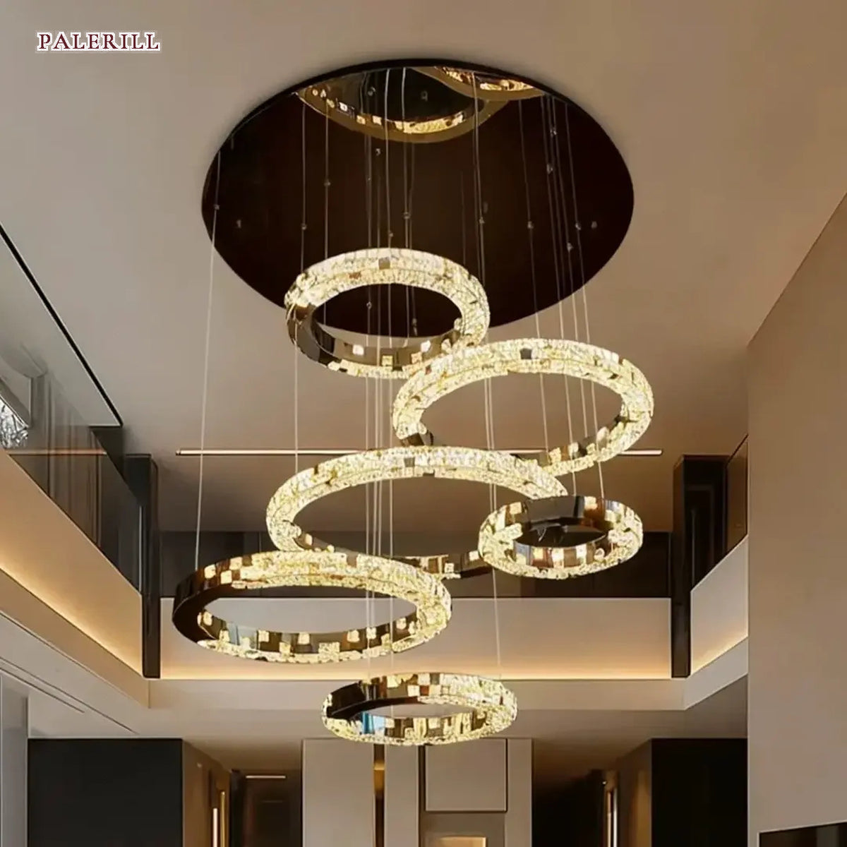 AM0664 — Light Luxury Stairwell Crystal Chandelier for Living Rooms