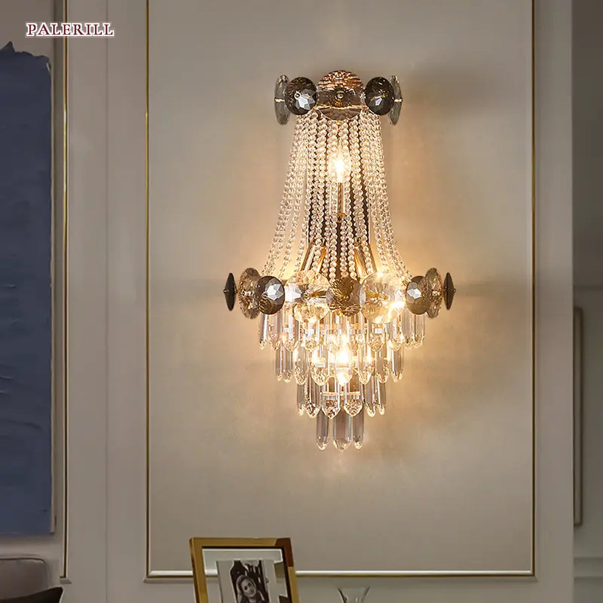 AM0482 — Postmodern Stairwell K9 Crystal Wall Light for Living Rooms