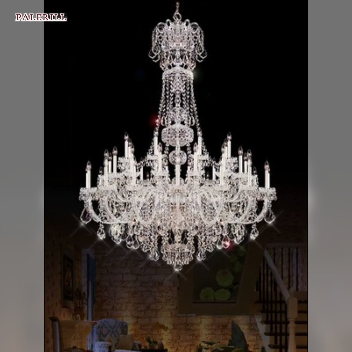 AM0828 — European Crystal Chandelier for Duplex Spaces & Stairwells