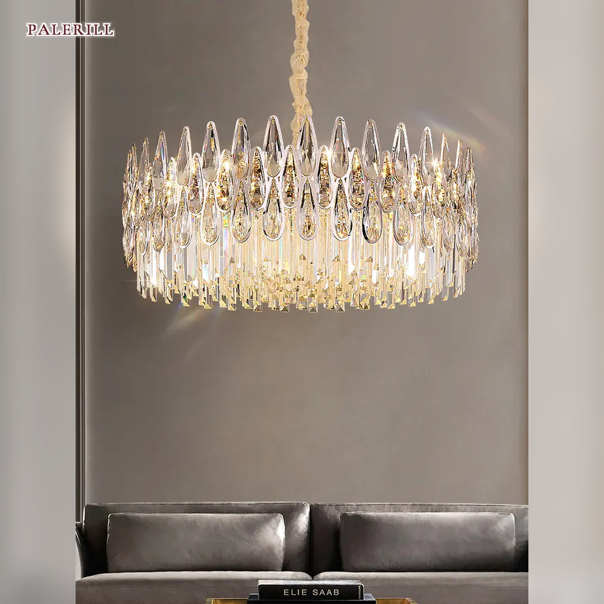 AM0638 — Light Luxury Round Crystal Chandelier for Living Rooms