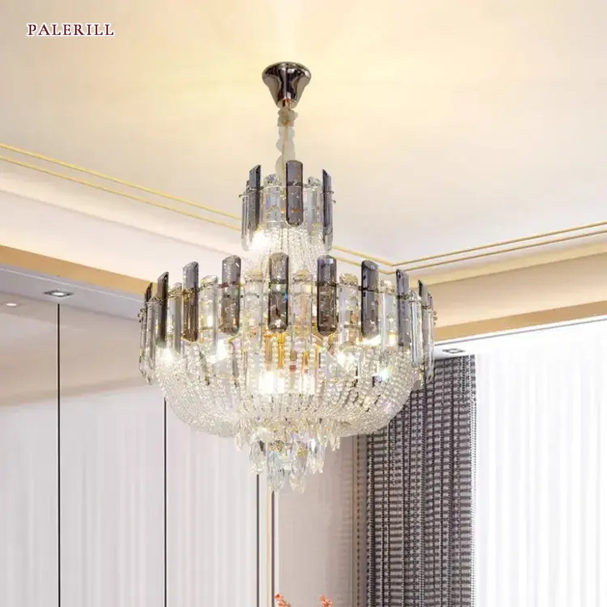 AM0597 — Light Luxury Stairwell Crystal Chandelier for Living Rooms
