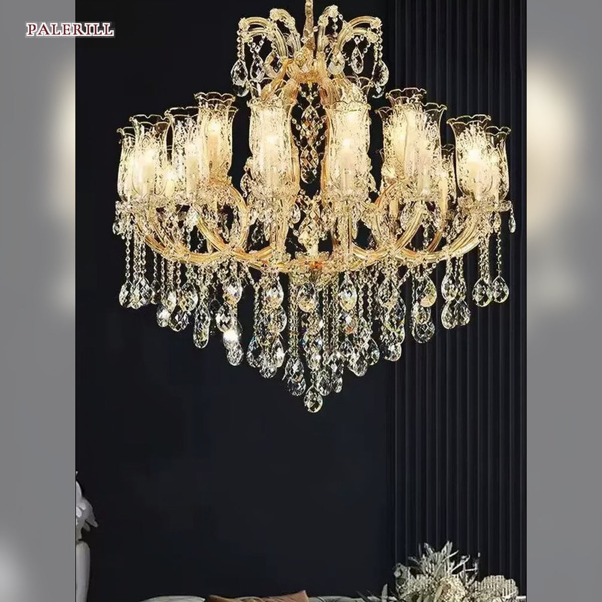 AM0849 — European Duplex Crystal Iron Chandelier for Living Rooms
