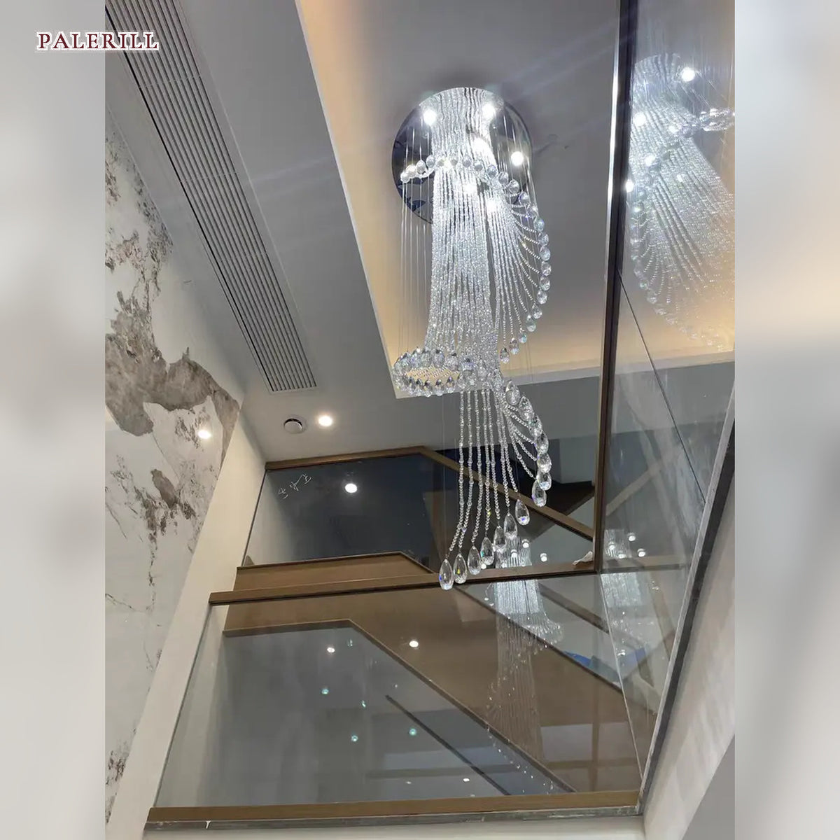 AM0500 — Light Luxury Stairwell Crystal Chandelier for Living Rooms