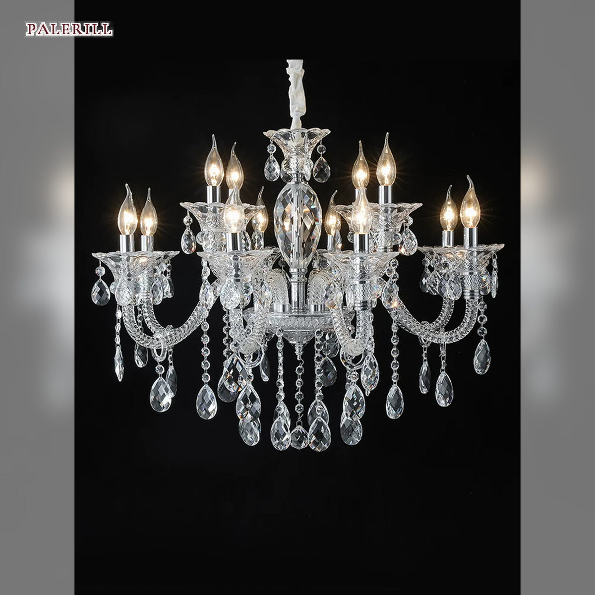 AM0840 — French Grand Hall Crystal Stainless Steel Chandelier for Living Rooms & Dining Rooms