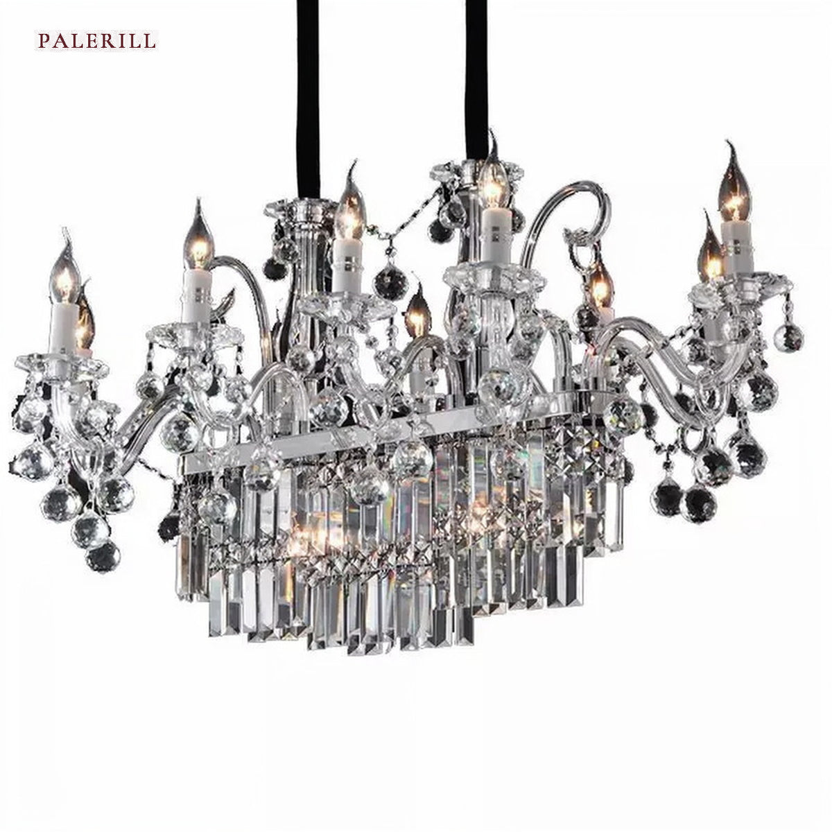 AM0769 — European Rectangular Crystal Chandelier for Dining Rooms & Entryways