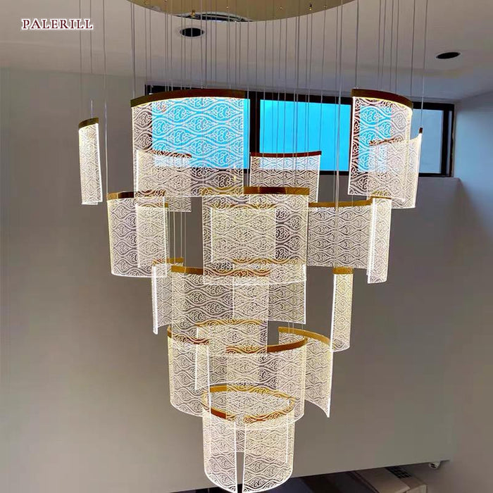 Modern Luxury Stairwell Acrylic Chandelier for Living Rooms — AM0635
