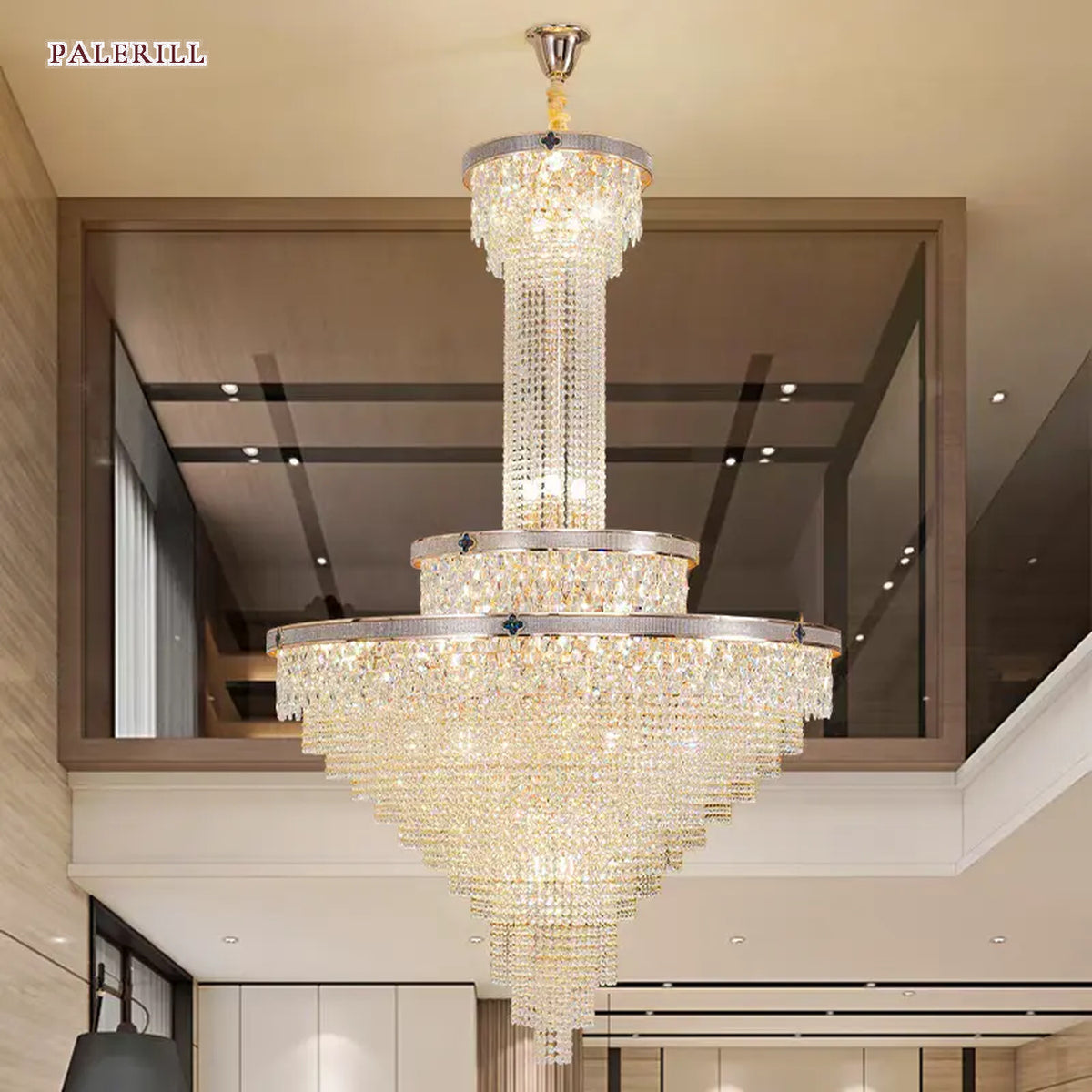AM0680 — Light Luxury Spiral Staircase Crystal Chandelier for Stairwells