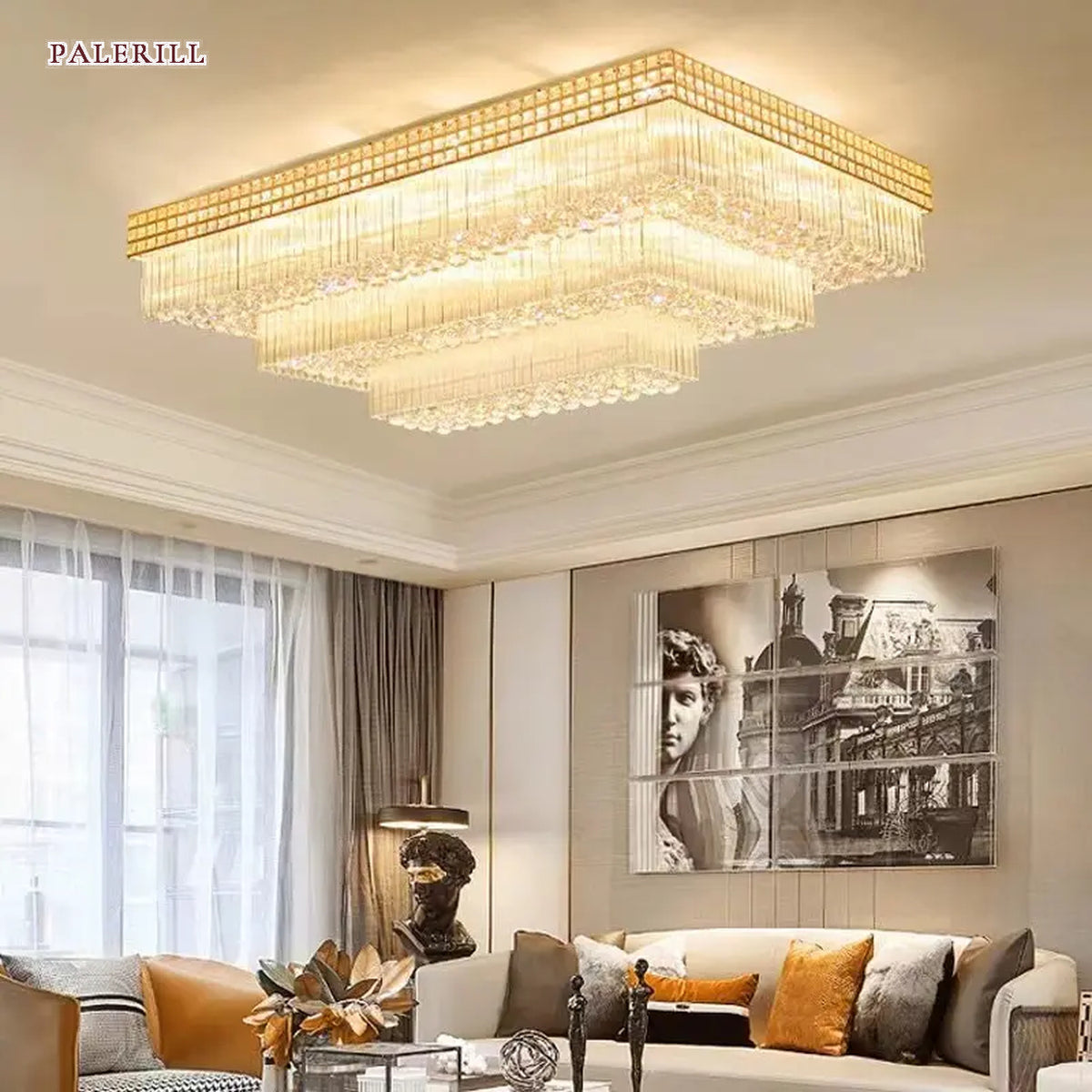 AM0532 — Grand Round Crystal Ceiling Light for Living Rooms