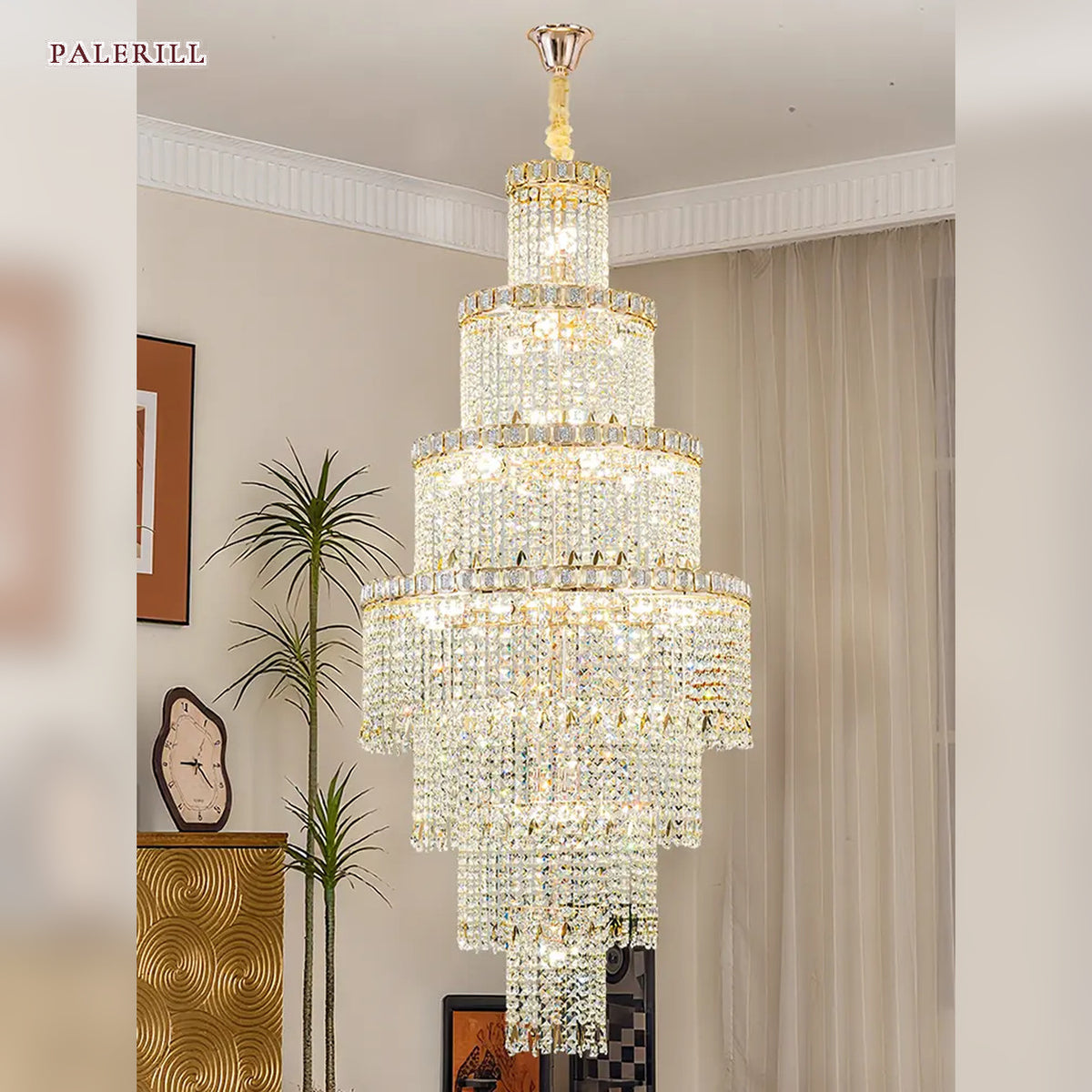 AM0609 — Postmodern Spiral Staircase Crystal Chandelier for Stairwells