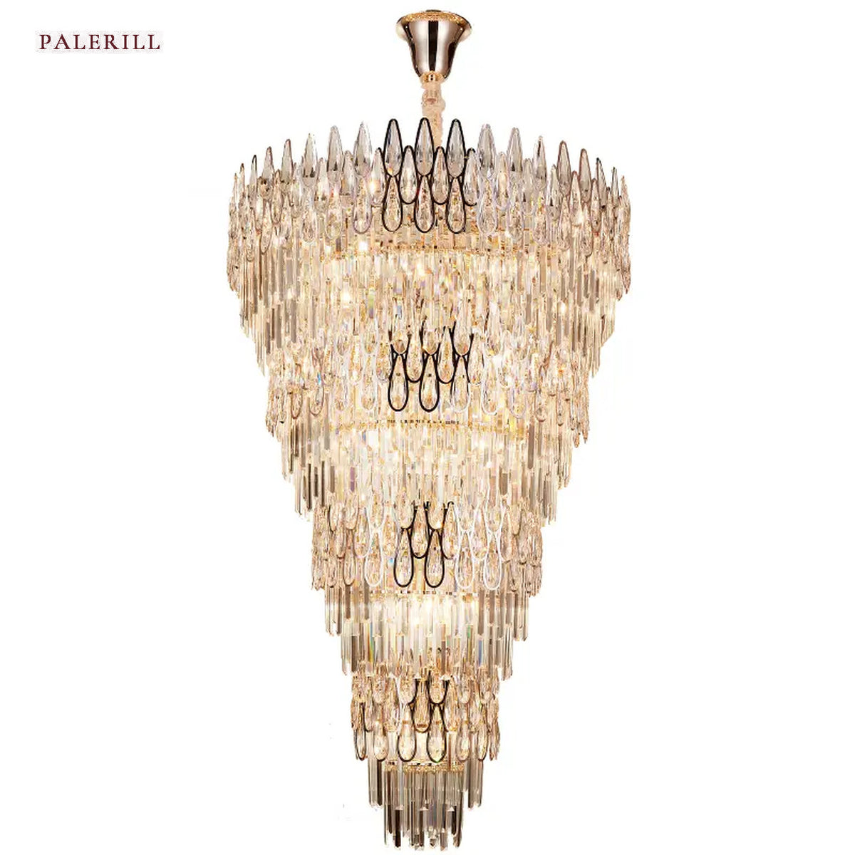 AM0632 — Light Luxury Stairwell Crystal Chandelier for Living Rooms