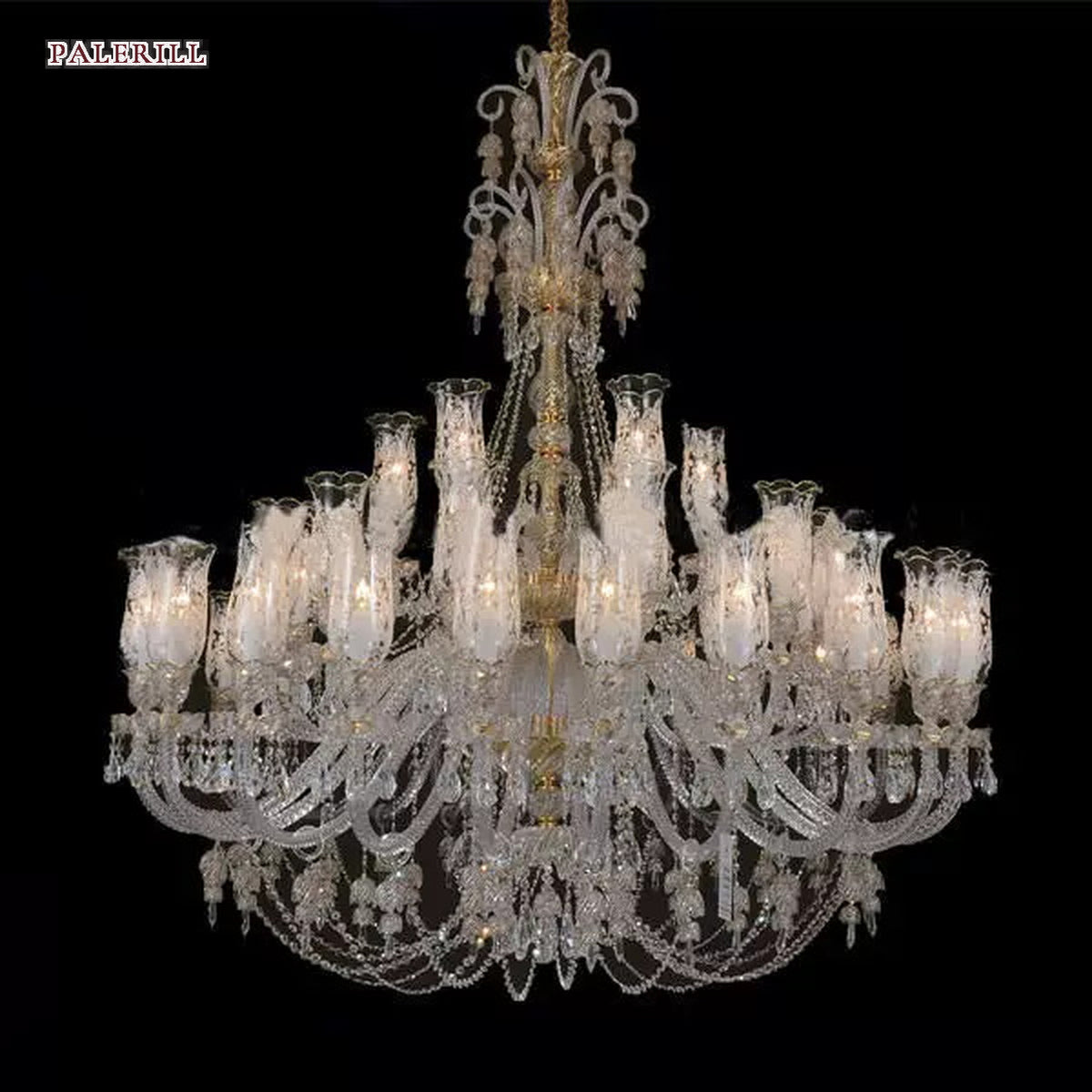 AM0844 — European Stairwell Duplex Glass Chandelier for Living Rooms