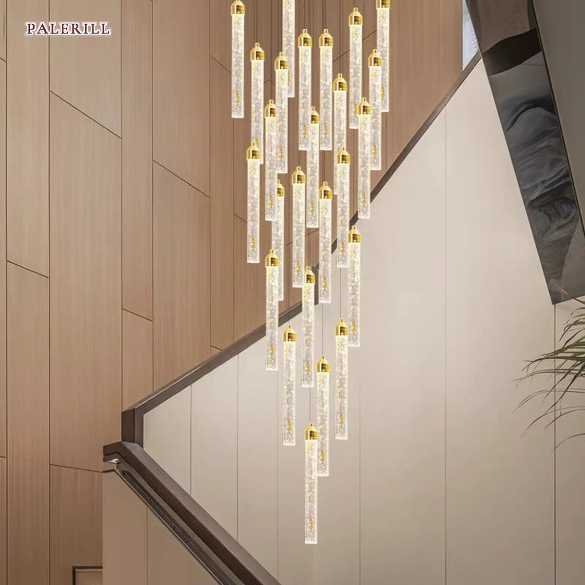 AM0495 — Modern Minimalist Spiral Staircase Crystal Chandelier for Stairwells