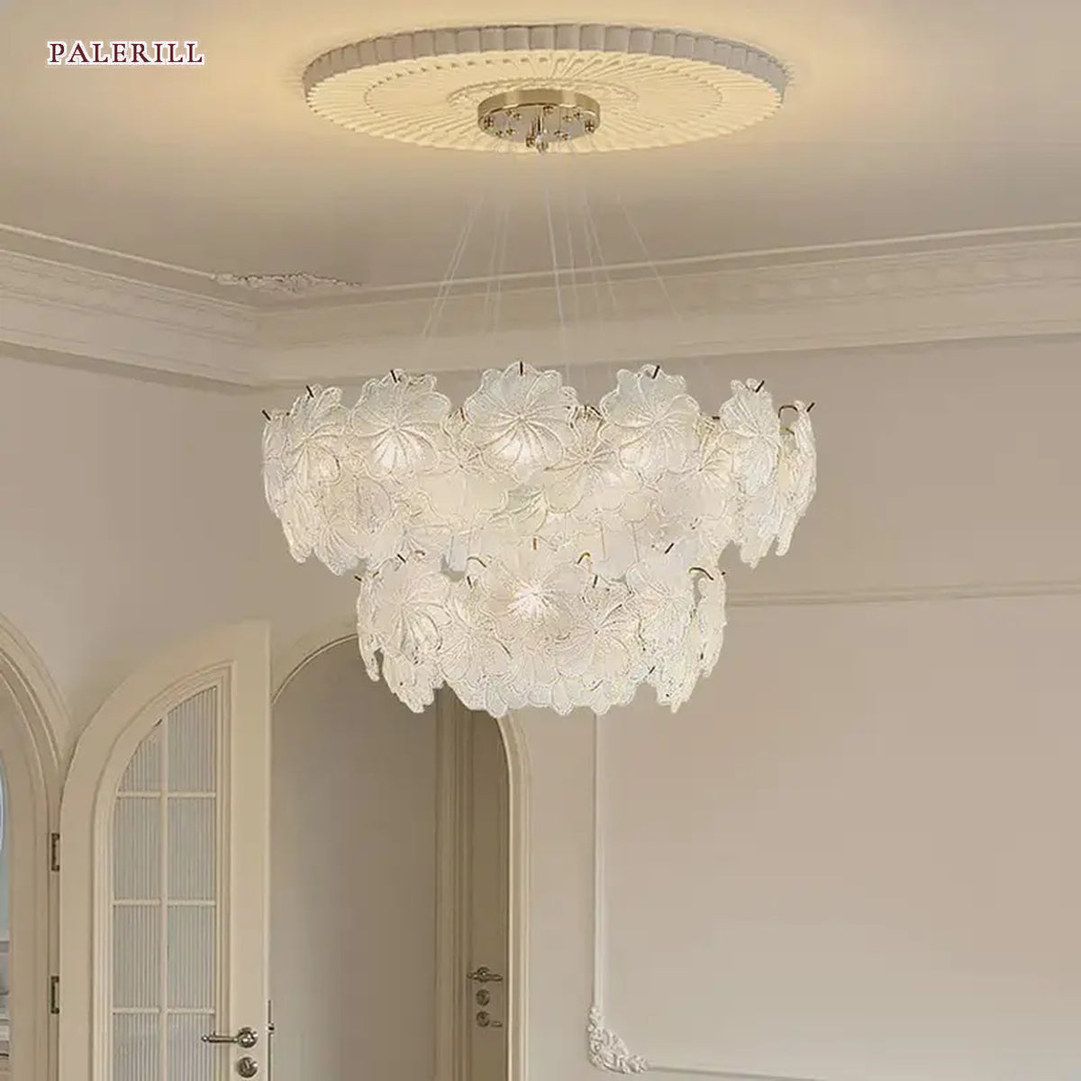 AM0568 — French Floral Glass Chandelier for Living Rooms