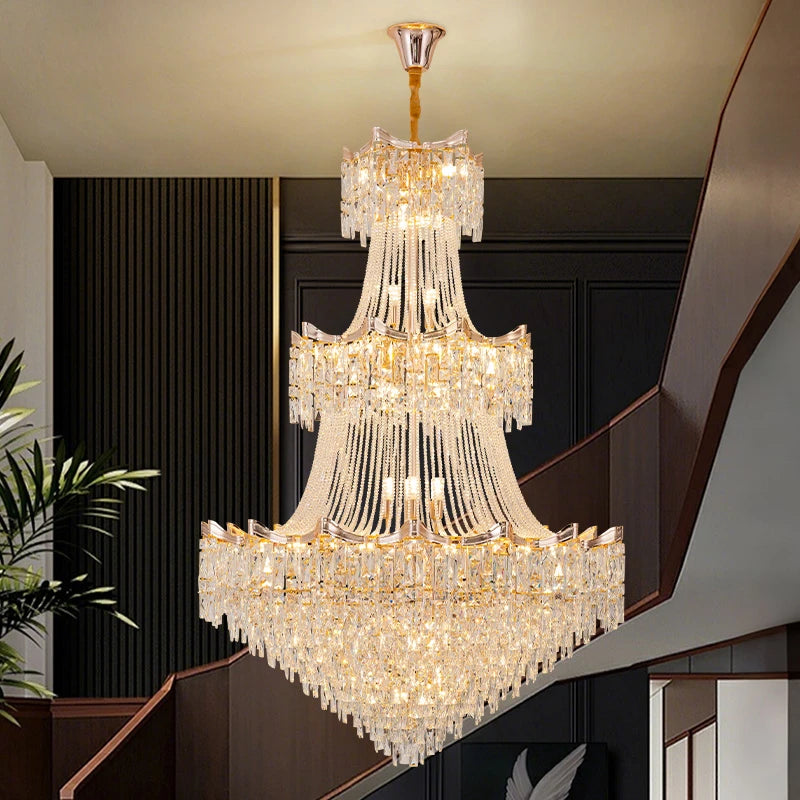 AM0001 · Modern Stairwell Crystal Chandelier for Double-Height Spaces · 6 Configurations — AM0001, view 3