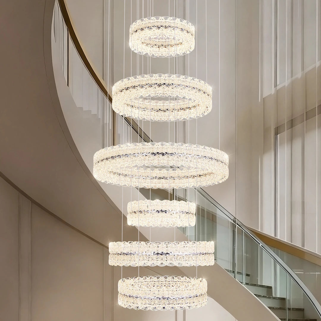 AM0054 · Modern Minimalist Stairwell Ring Composition Acrylic Chandelier — AM0054, view 3