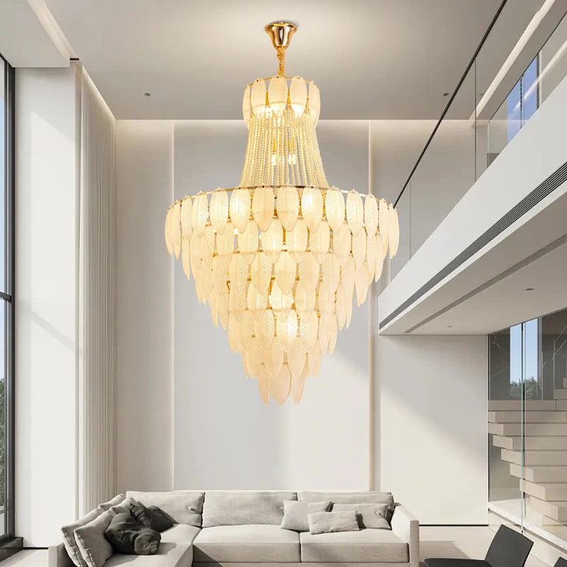 AM0047 · Modern Minimalist Feather Inspired Crystal Chandelier for Double-Height Spaces — AM0047, view 3