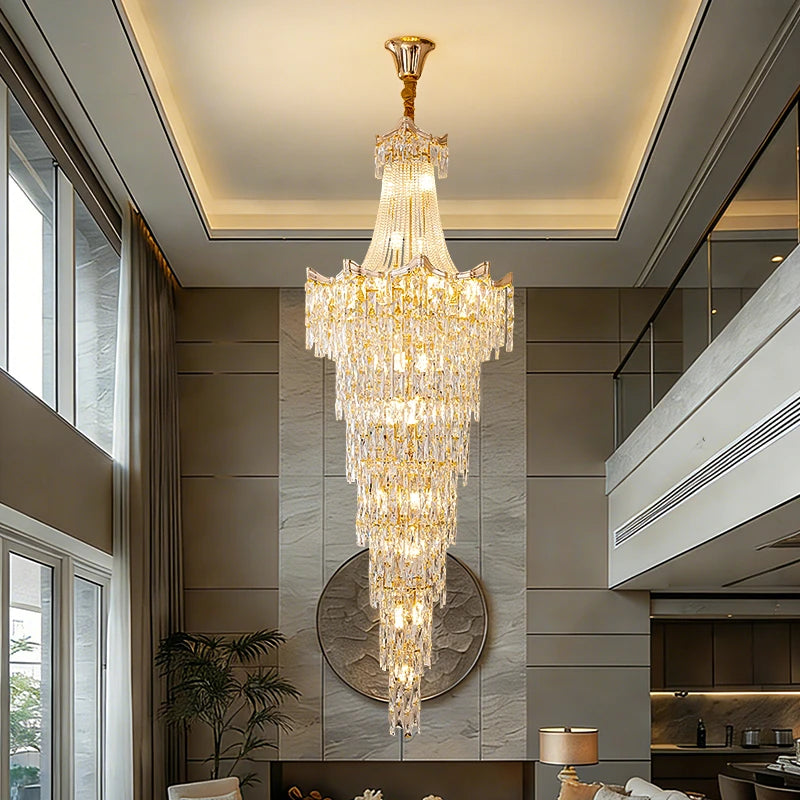 AM0006 · Minimalist Stairwell Crystal Chandelier for Double-Height Spaces · 9 Configurations — AM0006, view 3