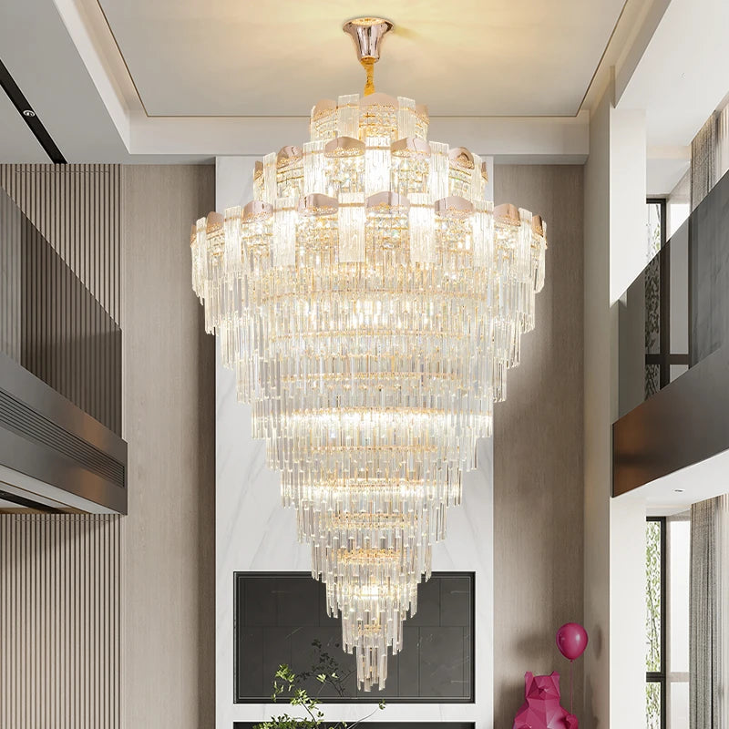AM0010 · Modern Stairwell Crystal Chandelier for Double-Height Spaces · 5 Configurations — AM0010, view 3