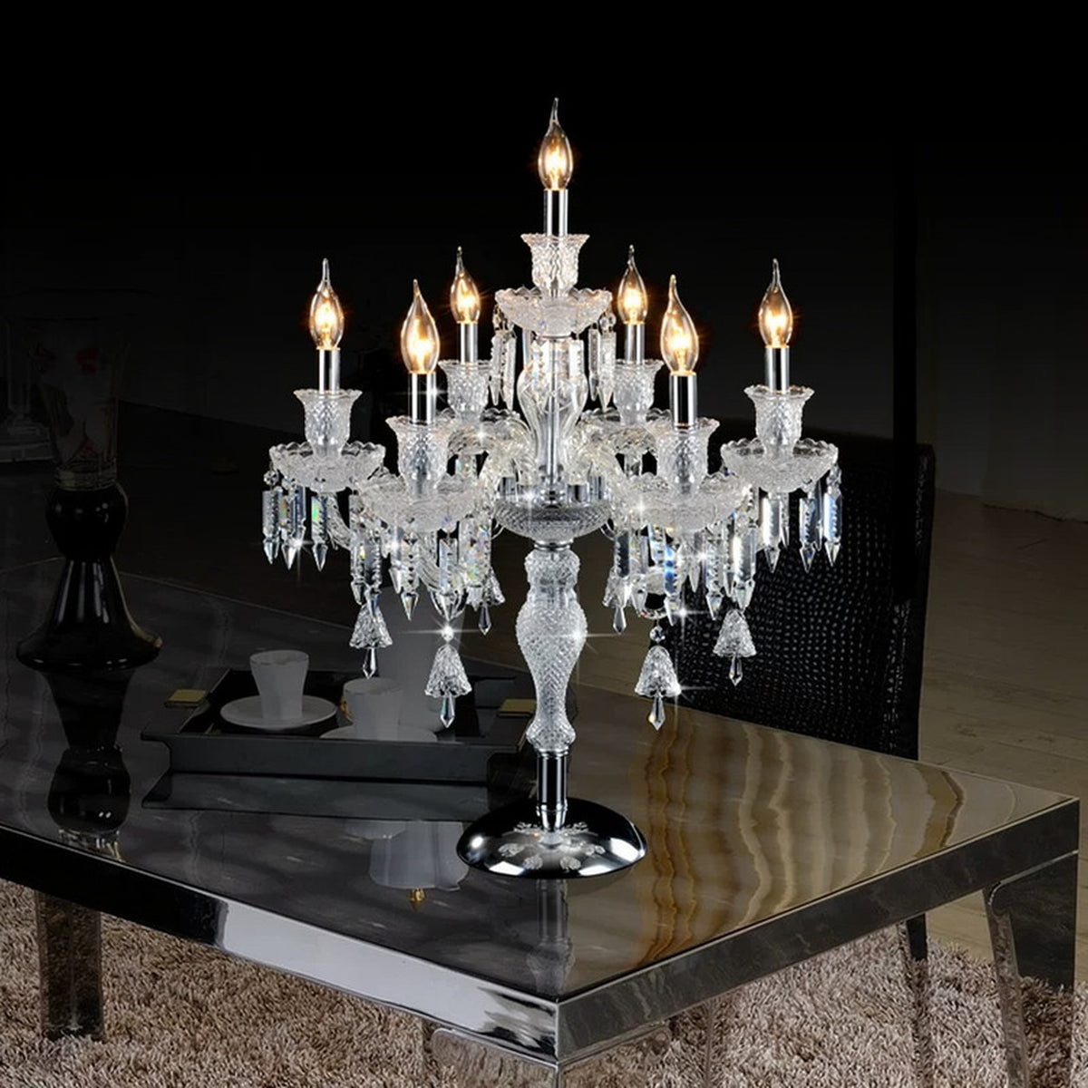AM0781 — European Candle Crystal Table Lamp for Living Rooms & Bedrooms