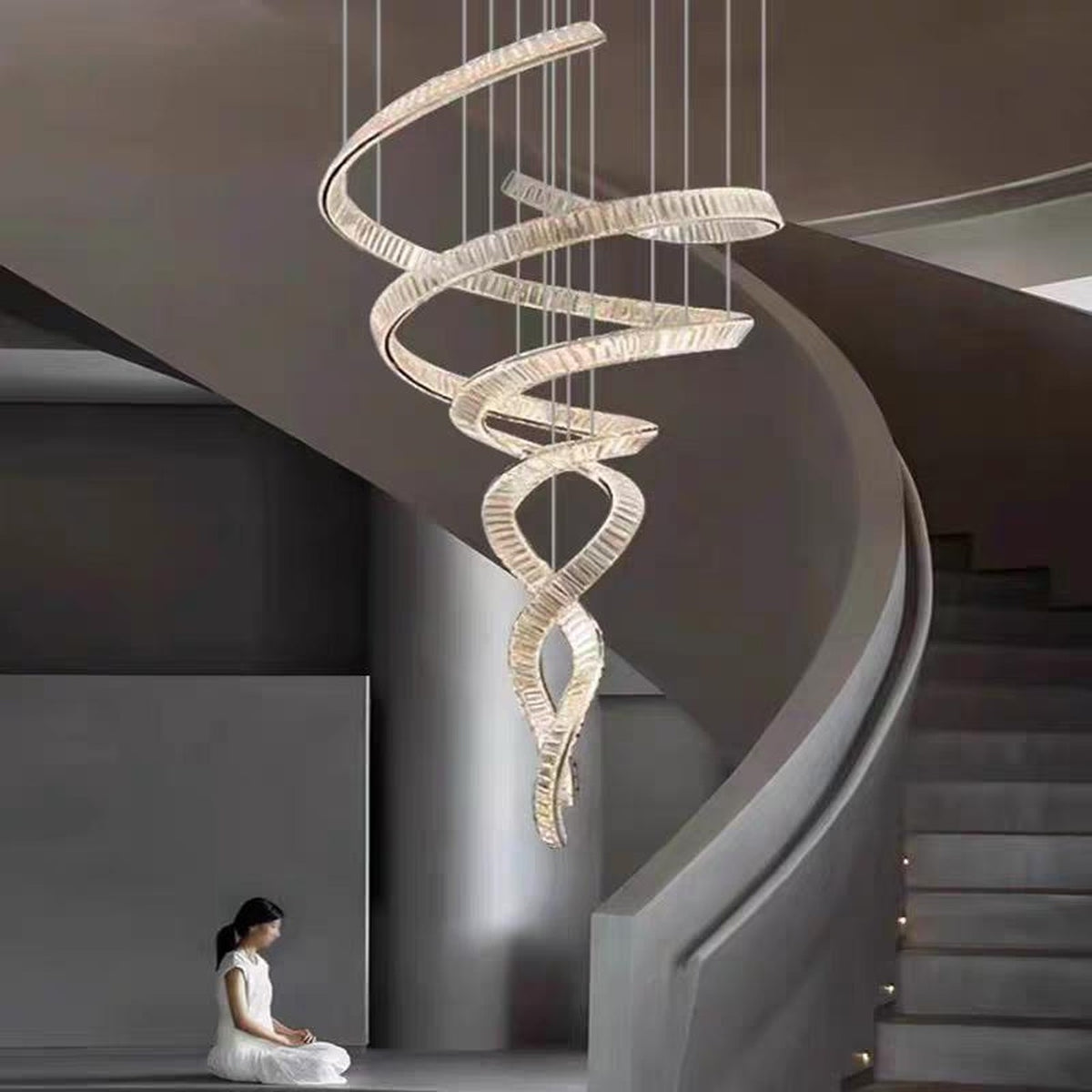 AM0550 — Light Luxury Linear Crystal Chandelier for Living Rooms