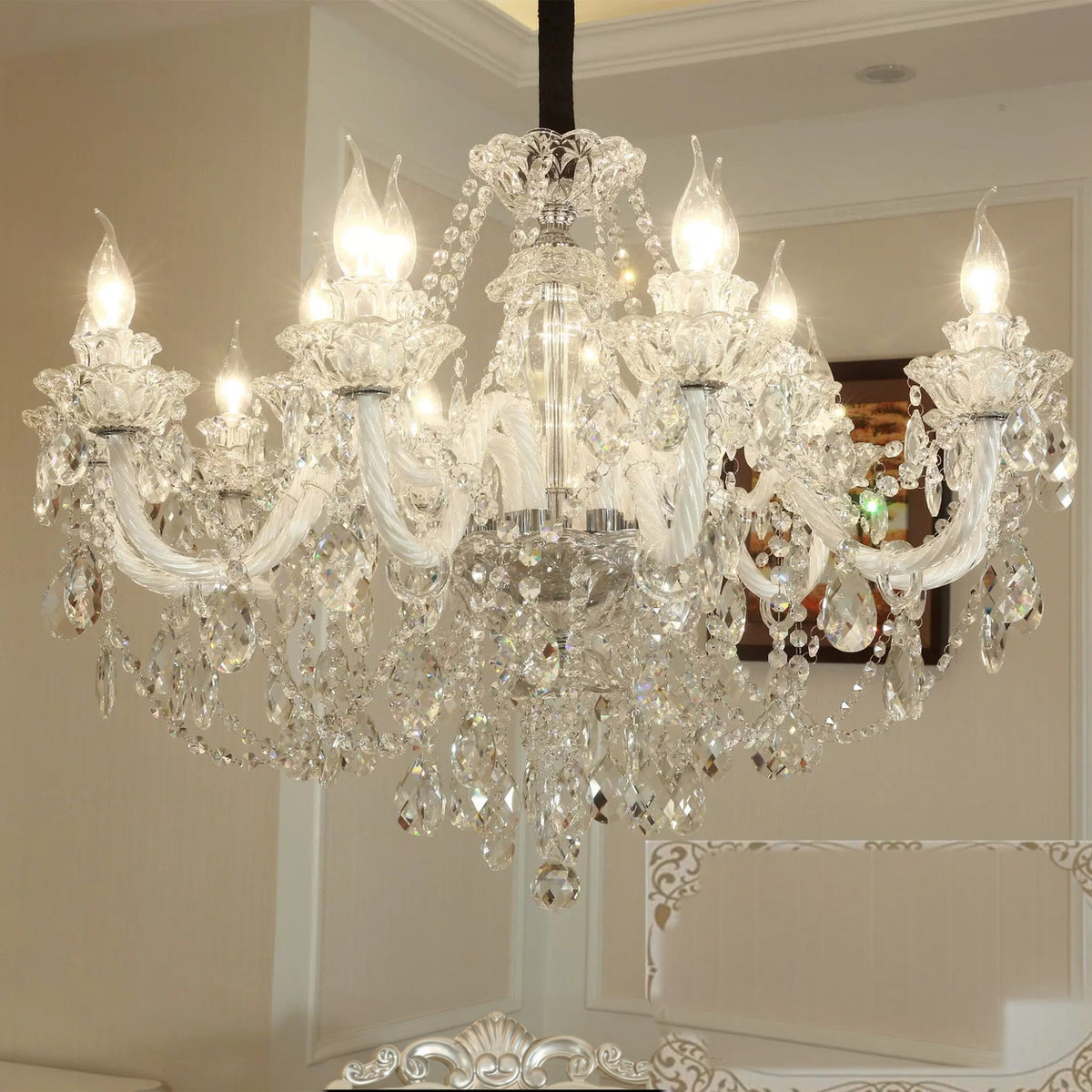 AM0836 — European Candle Grand Hall Crystal Chandelier for Living Rooms & Dining Rooms