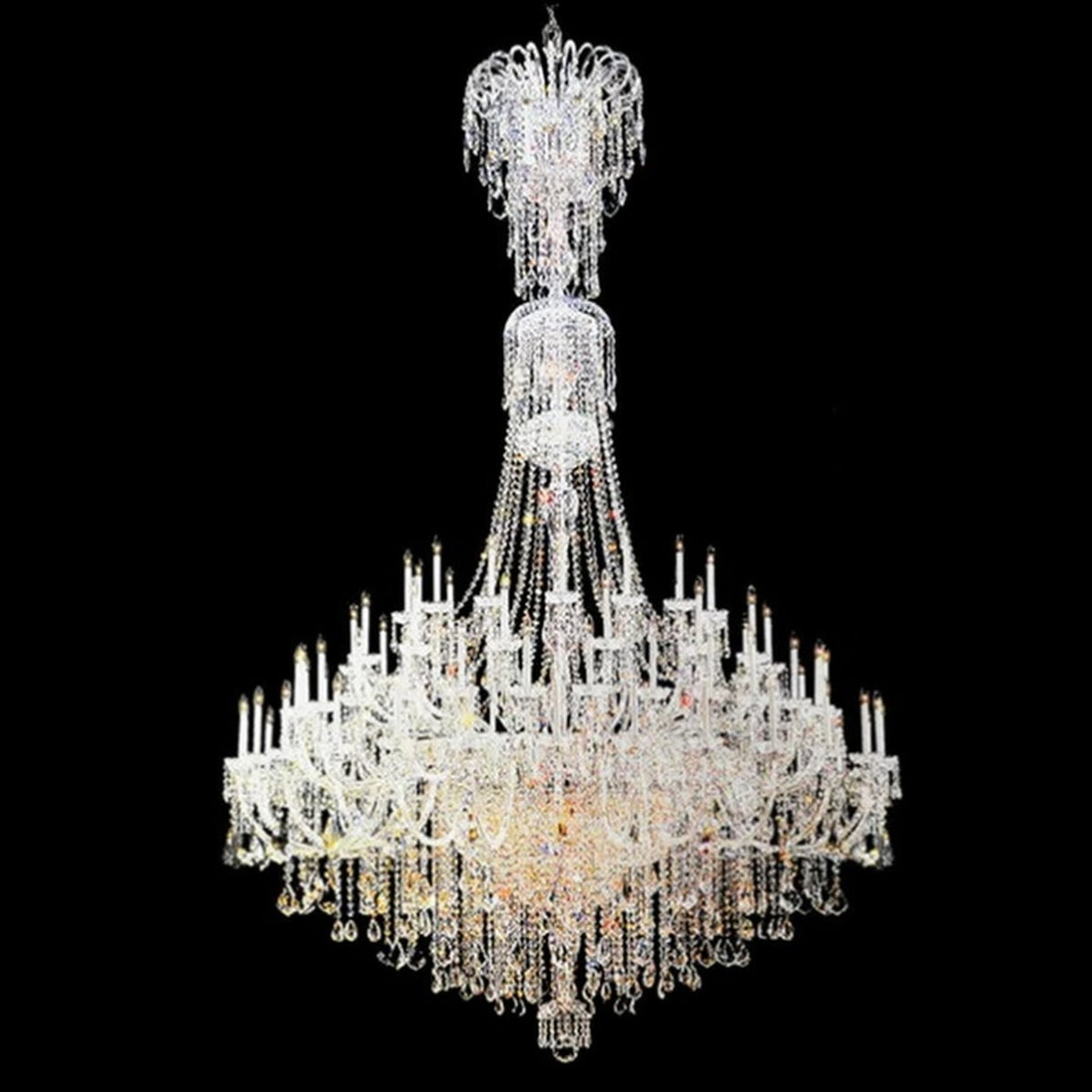 AM0771 — European Candle Crystal Chandelier for Duplex Spaces & Stairwells