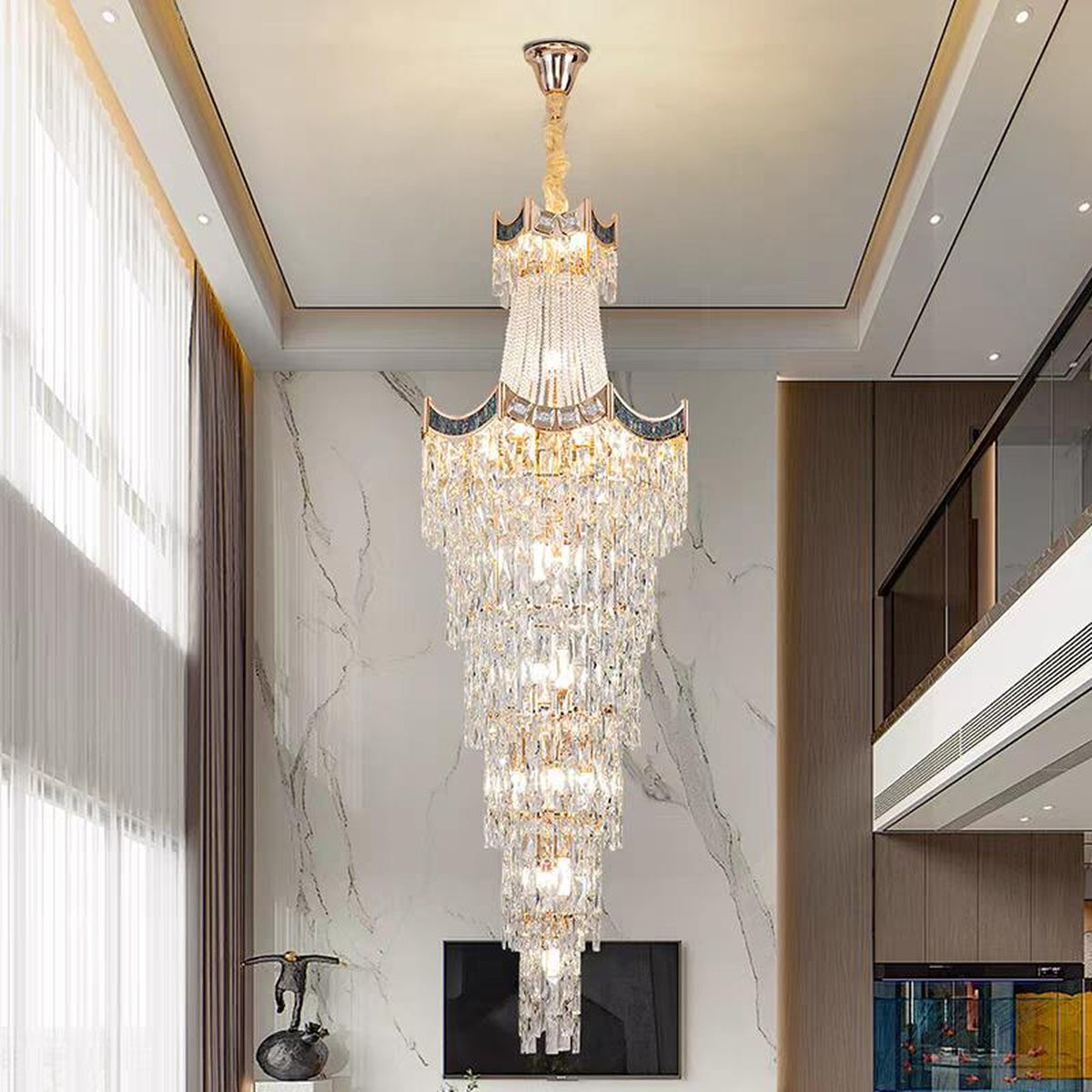 AM0557 — Light Luxury Stairwell Crystal Chandelier for Living Rooms