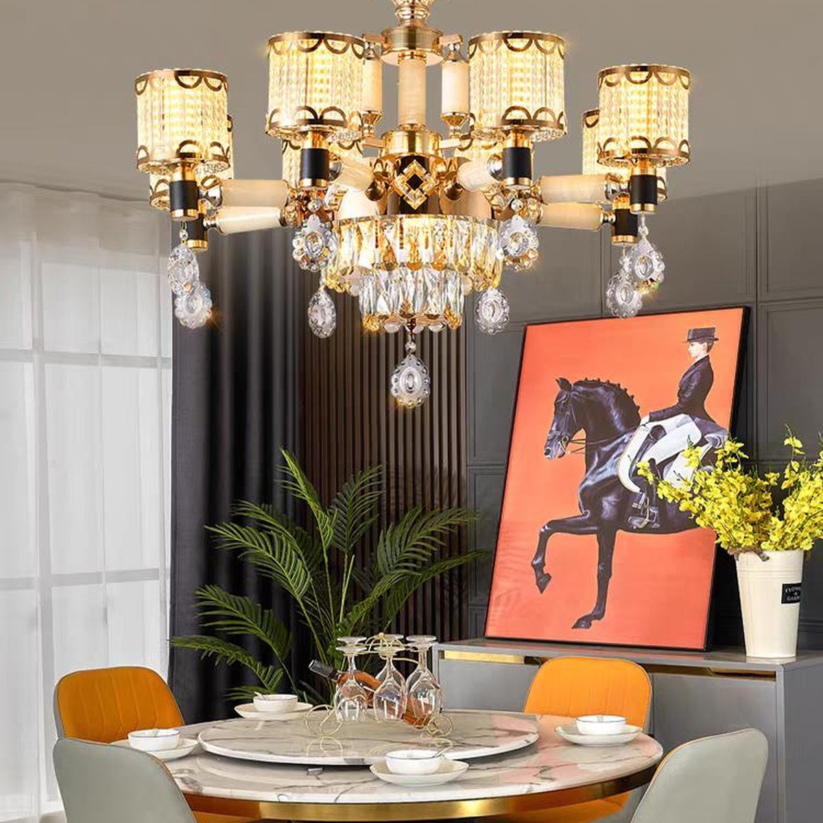 AM0601 — European Jade Crystal Chandelier for Living Rooms