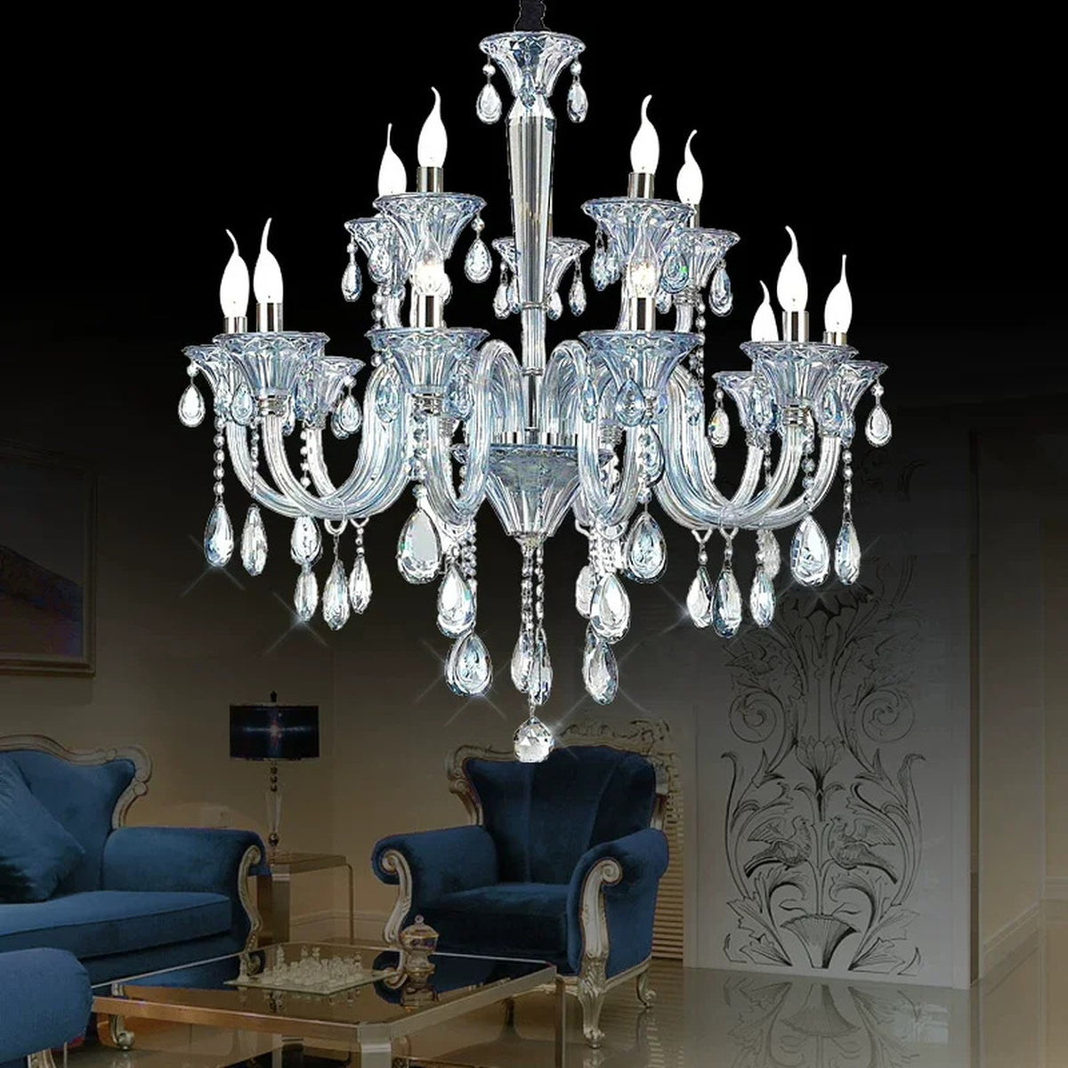 AM0720 — European Candle Crystal Chandelier for Living Rooms