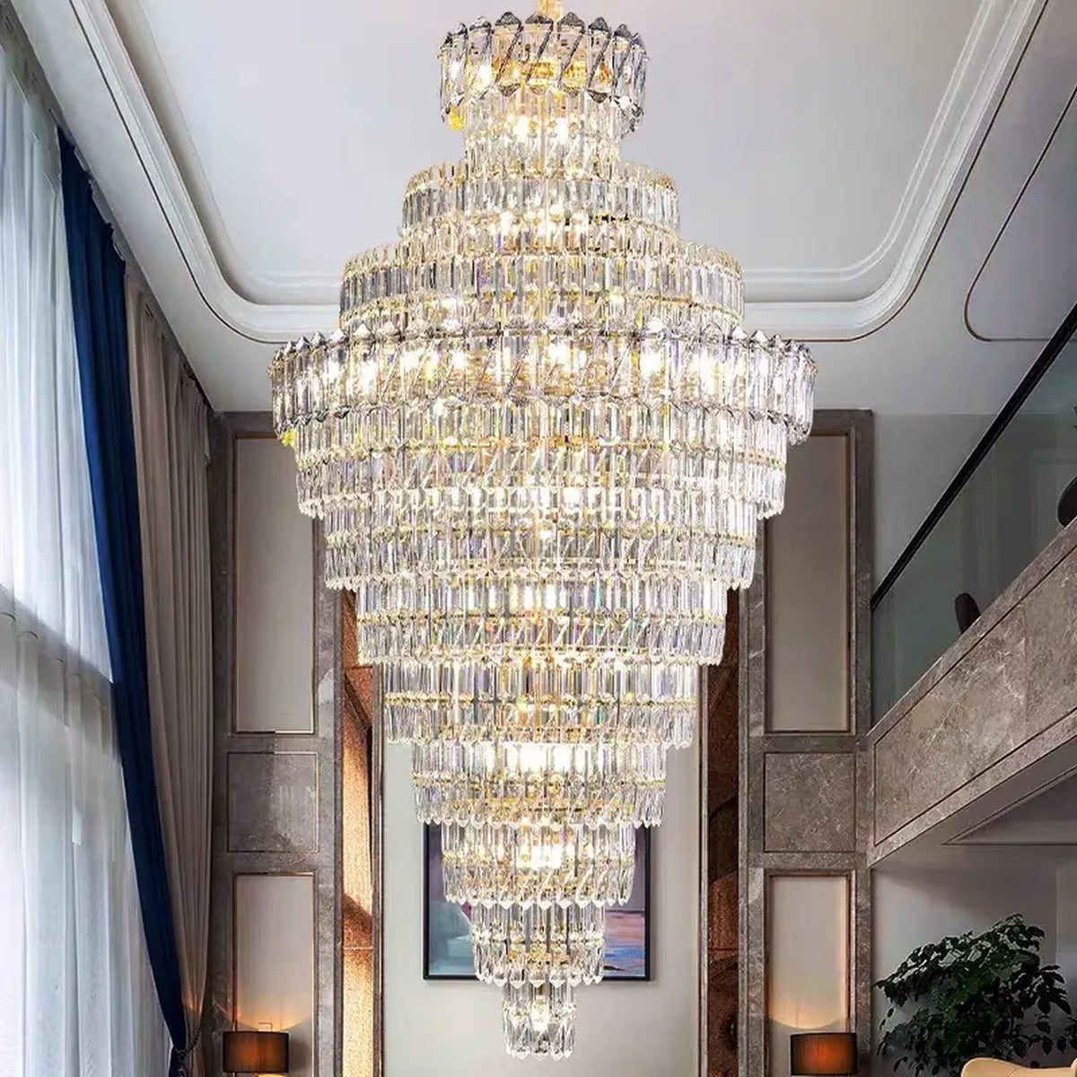 AM0584 — Light Luxury Stairwell Crystal Chandelier for Living Rooms