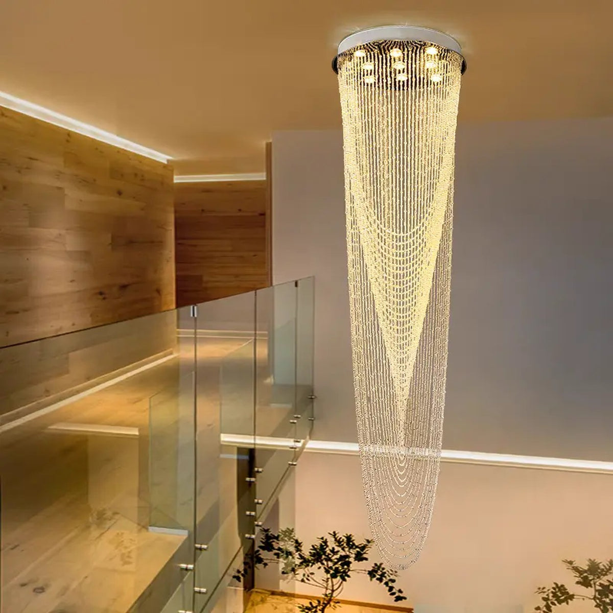 AM0552 — Minimalist Stairwell Crystal Chandelier for Living Rooms