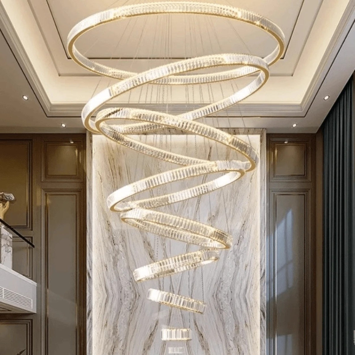 AM0569 — Spiral Staircase Crystal Chandelier for Living Rooms