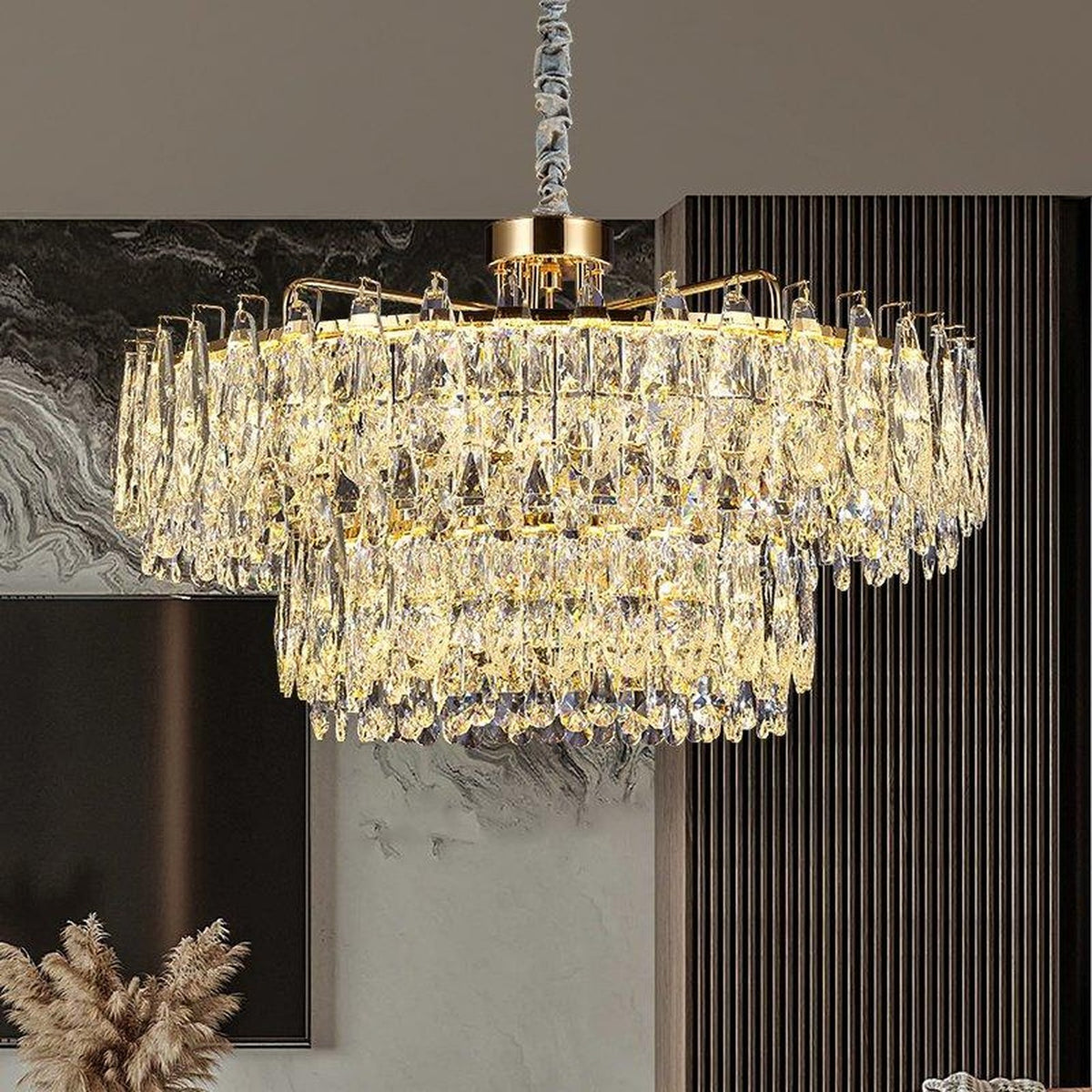 AM0560 — Postmodern Round K9 Crystal Chandelier for Living & Dining Rooms