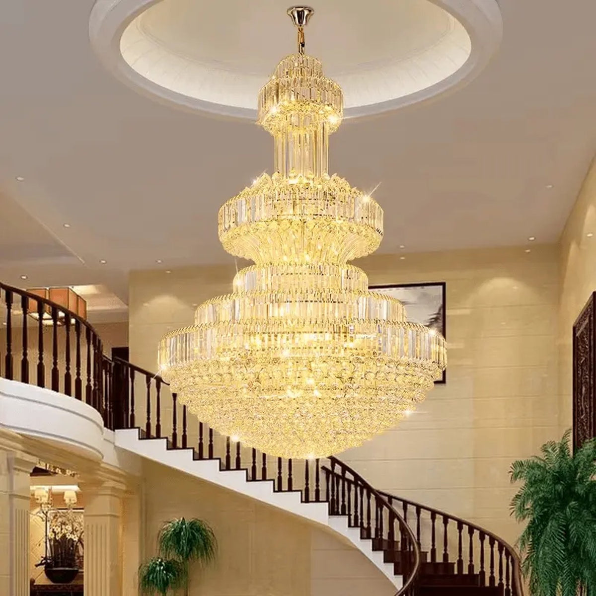 AM0477 — Light Luxury Stairwell Crystal Chandelier for Living Rooms