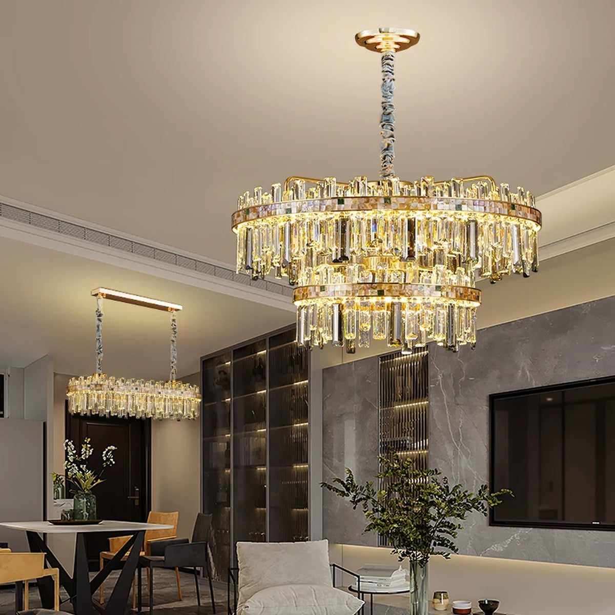 AM0567 — Light Luxury Shell Imported K9 Crystal Chandelier for Living Rooms