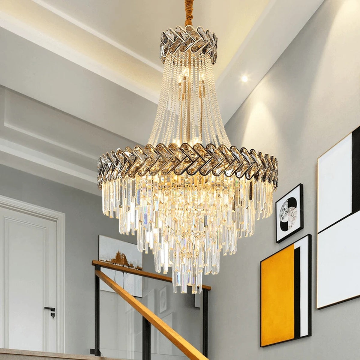 AM0696 — Light Luxury Stairwell Crystal Chandelier for Living Rooms